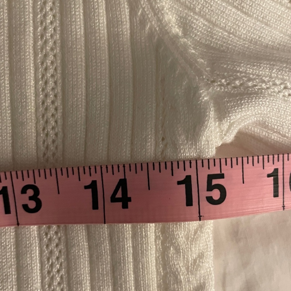 Adrianna Papell Short Sleeve Rib Knit Polo Sweater Top White/Black Trim NWT - Picture 6 of 7